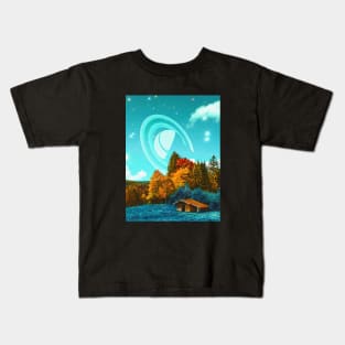 Forest Moon - Space Aesthetic, Retro Futurism, Sci-Fi Kids T-Shirt